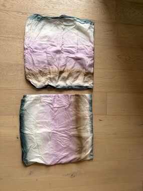 CB2 silk pillow covers Ombre set of two - Pink, Cream & Teal